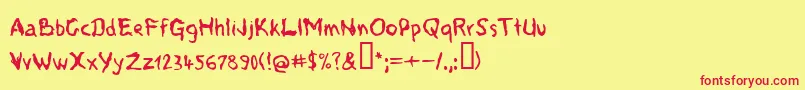 フォントVoods ffy – 赤い文字の黄色い背景