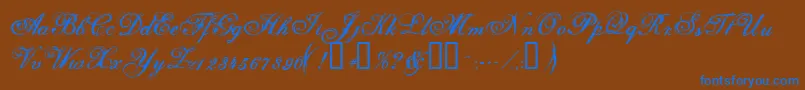 フォントSelfish ffy – 茶色の背景に青い文字