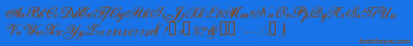 フォントSelfish ffy – 茶色の文字が青い背景にあります。