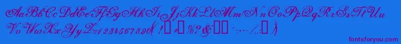 Selfish ffy Font – Purple Fonts on Blue Background