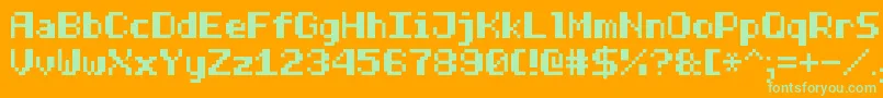 HalfBoldPixel7-Schriftart – Grüne Schriften auf orangefarbenem Hintergrund