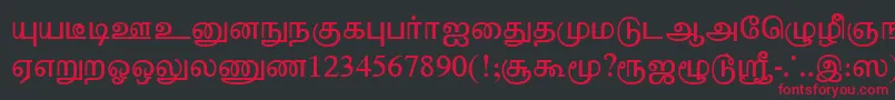 フォントTharminiPlain – 黒い背景に赤い文字