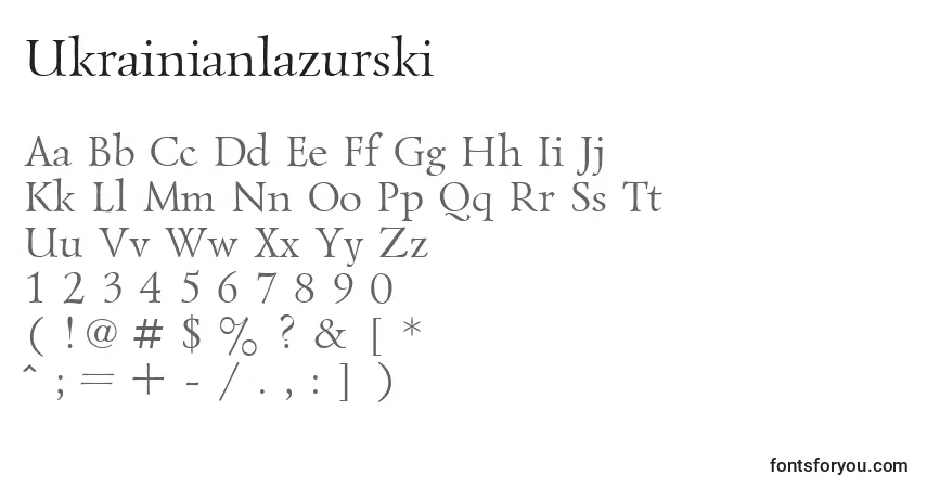 Czcionka Ukrainianlazurski – alfabet, cyfry, specjalne znaki
