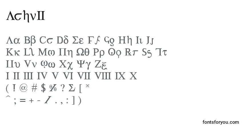 A fonte Achv2 – alfabeto, números, caracteres especiais