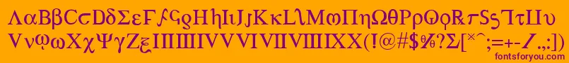 Achv2-fontti – violetit fontit oranssilla taustalla