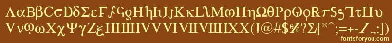 Achv2-fontti – keltaiset fontit ruskealla taustalla