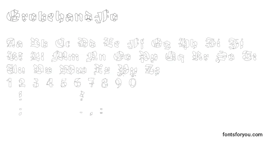 Czcionka GrobehandFo – alfabet, cyfry, specjalne znaki