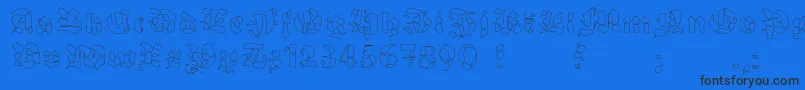 GrobehandFo Font – Black Fonts on Blue Background