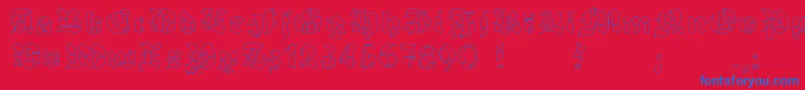 GrobehandFo-Schriftart – Blaue Schriften auf rotem Hintergrund