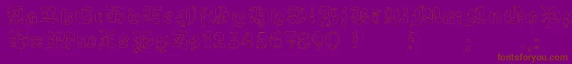 GrobehandFo-Schriftart – Braune Schriften auf violettem Hintergrund