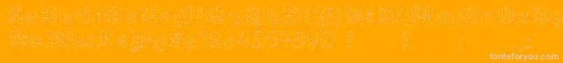 GrobehandFo-Schriftart – Rosa Schriften auf orangefarbenem Hintergrund