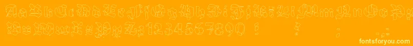 GrobehandFo-Schriftart – Gelbe Schriften auf orangefarbenem Hintergrund