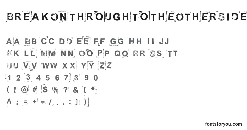 BreakOnThroughToTheOtherSide-fontti – aakkoset, numerot, erikoismerkit