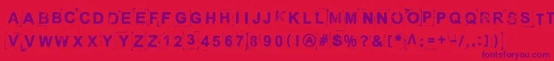 BreakOnThroughToTheOtherSide-Schriftart – Violette Schriften auf rotem Hintergrund