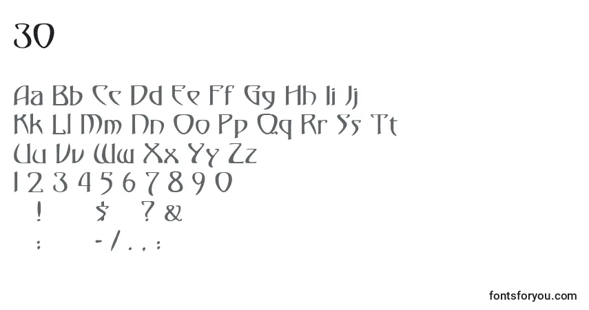 Schriftart 30 – Alphabet, Zahlen, spezielle Symbole