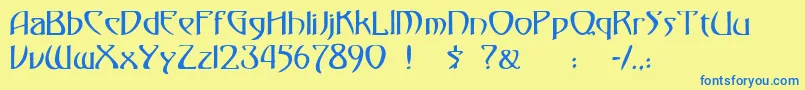 フォント30 – 青い文字が黄色の背景にあります。