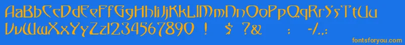 フォント30 – オレンジ色の文字が青い背景にあります。