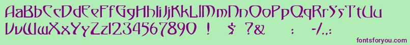 フォント30 – 緑の背景に紫のフォント