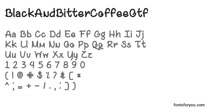 Czcionka BlackAndBitterCoffeeOtf – alfabet, cyfry, specjalne znaki