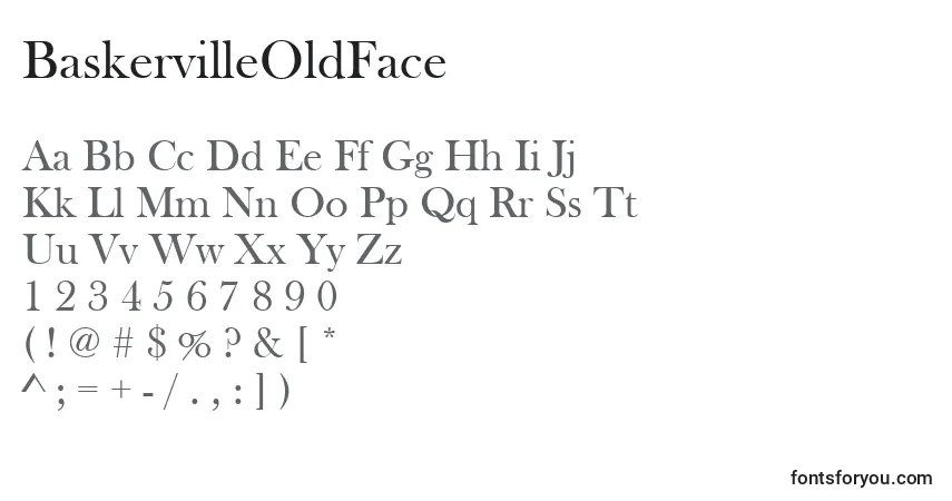 BaskervilleOldFace-fontti – aakkoset, numerot, erikoismerkit