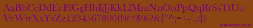 BaskervilleOldFace-Schriftart – Violette Schriften auf braunem Hintergrund
