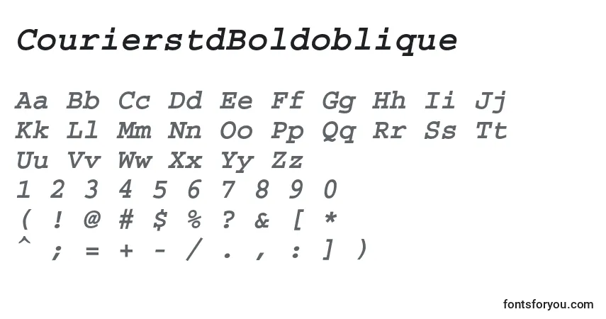 Шрифт CourierstdBoldoblique – алфавит, цифры, специальные символы