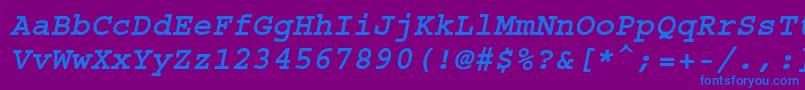 フォントCourierstdBoldoblique – 紫色の背景に青い文字