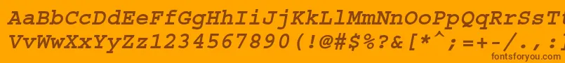 フォントCourierstdBoldoblique – オレンジの背景に茶色のフォント