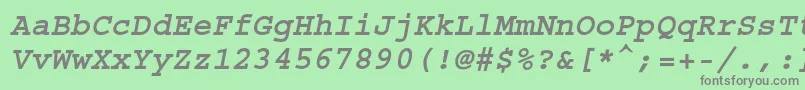 フォントCourierstdBoldoblique – 緑の背景に灰色の文字