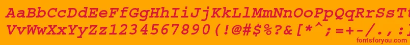 フォントCourierstdBoldoblique – オレンジの背景に赤い文字