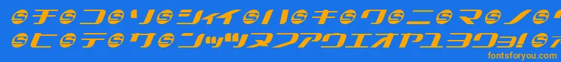 フォントSummeks – オレンジ色の文字が青い背景にあります。