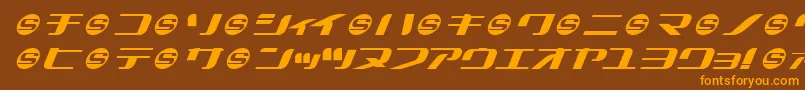 フォントSummeks – オレンジ色の文字が茶色の背景にあります。