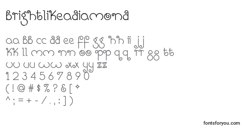 Czcionka BrightLikeADiamond – alfabet, cyfry, specjalne znaki
