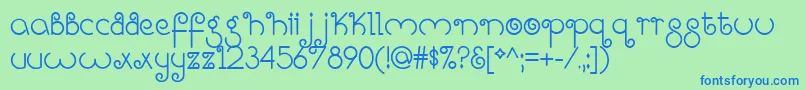 フォントBrightLikeADiamond – 青い文字は緑の背景です。