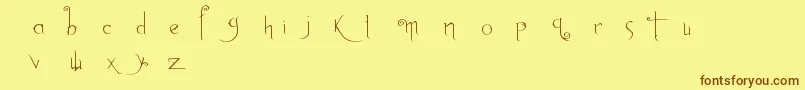 フォントAbh1 – 茶色の文字が黄色の背景にあります。