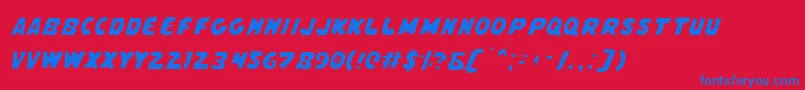 フォントFlyingLeatherneckLight – 赤い背景に青い文字