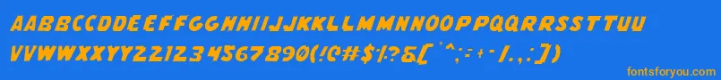 FlyingLeatherneckLight Font – Orange Fonts on Blue Background