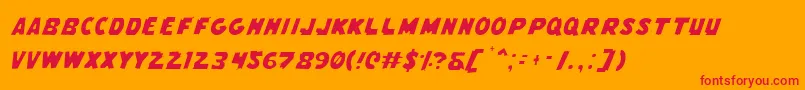 FlyingLeatherneckLight-Schriftart – Rote Schriften auf orangefarbenem Hintergrund