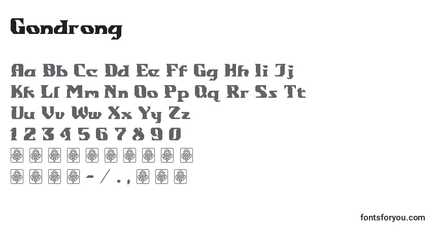 Fuente Gondrong - alfabeto, números, caracteres especiales