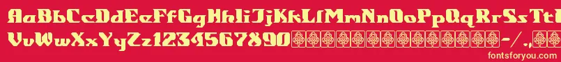 フォントGondrong – 黄色の文字、赤い背景