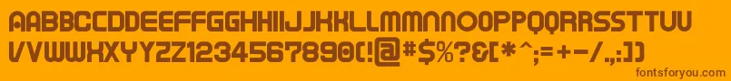 Tapeman-Schriftart – Braune Schriften auf orangefarbenem Hintergrund