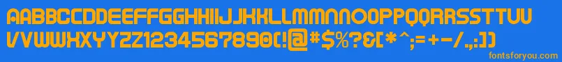 Czcionka Tapeman – pomarańczowe czcionki na niebieskim tle