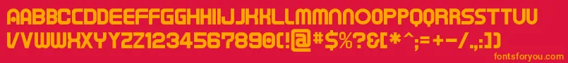 Fonte Tapeman – fontes laranjas em um fundo vermelho