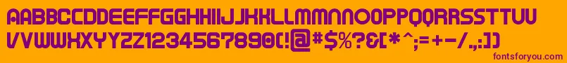 Tapeman-Schriftart – Violette Schriften auf orangefarbenem Hintergrund