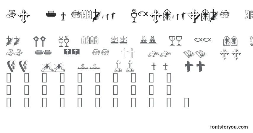 Шрифт Kr Lyndas Christian Dings – алфавит, цифры, специальные символы