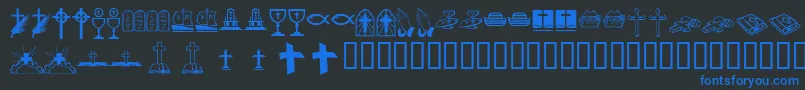 Kr Lyndas Christian Dings Font – Blue Fonts on Black Background