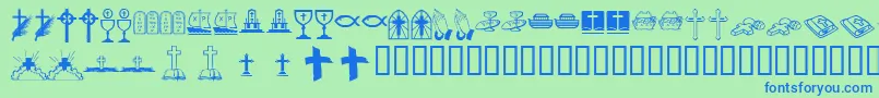 Kr Lyndas Christian Dings Font – Blue Fonts on Green Background