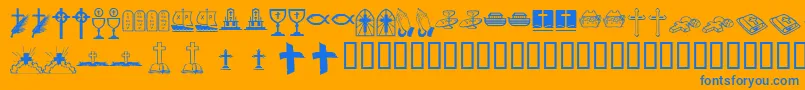 Kr Lyndas Christian Dings Font – Blue Fonts on Orange Background