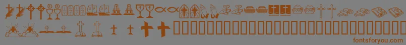 Kr Lyndas Christian Dings Font – Brown Fonts on Gray Background
