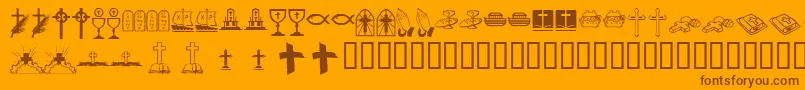 Kr Lyndas Christian Dings Font – Brown Fonts on Orange Background
